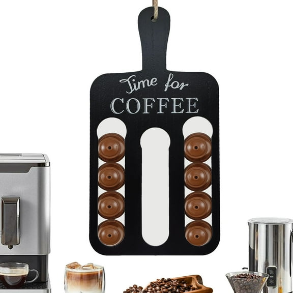 K Cups Holder,K Cup Carousel, Coffee Pods Storage Organizer Stand, Wooden Coffee Pod Wall Holder Rectangular Coffee Pod Storage Stand with Handle Espresso Coffee Pod Rack