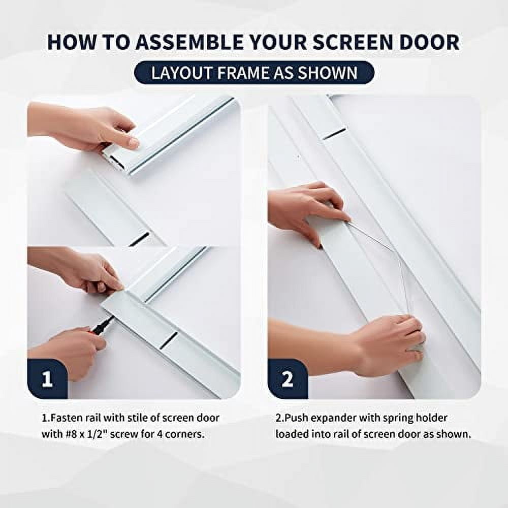 K.D. Heavy Duty Galv.Steel Sliding Patio Screen Door Kit - 1-7/8" Frame ...