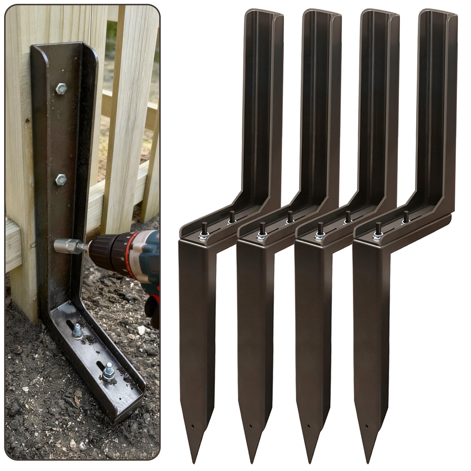 K.D STONEDGE Pack of 4 Adjustable Fence Post Repair Kit Quick Fix ...