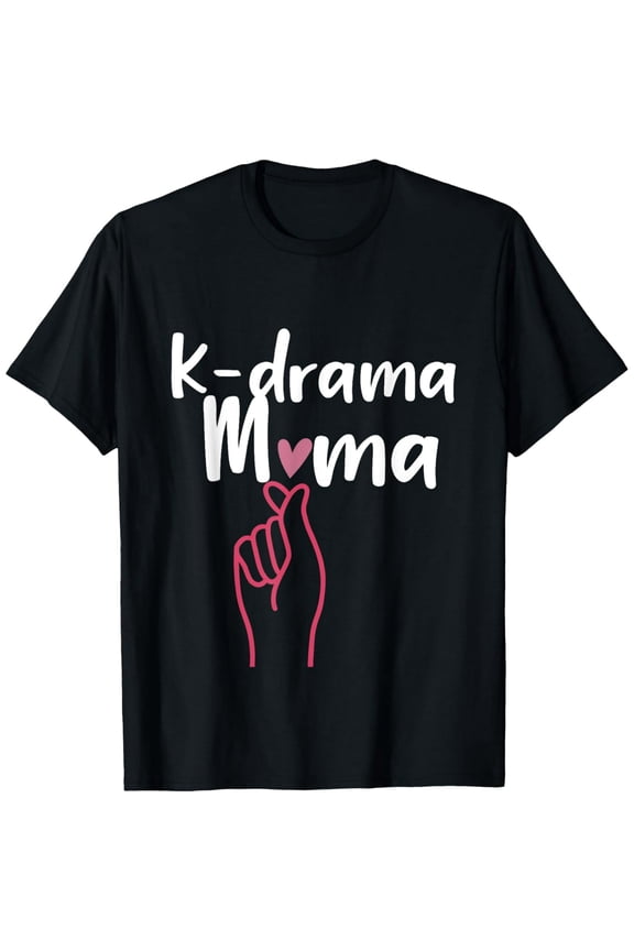 K-Drama Mama T-Shirt Cute Korean Drama Fan Finger Heart Graphic Tee Retro Saranghae Apparel for Women
