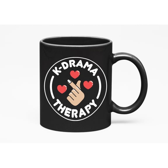 K-Drama Therapy, Black 11oz Ceramic Mug