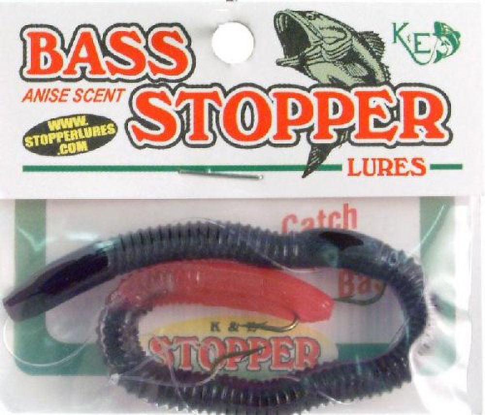 K&E Tackle Original Bass Stopper Worm Fishing Lure, Purple/White Stripe, 5 1/2  