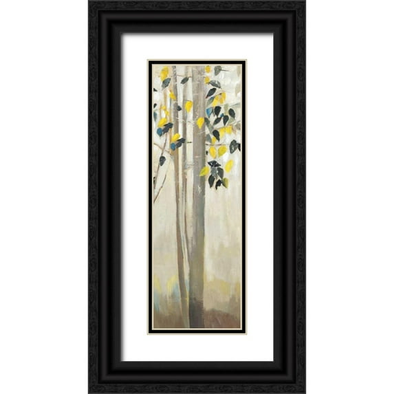 K, Ella 11x24 Black Ornate Wood Framed with Double Matting Museum Art Print Titled - Walking Through Trees III