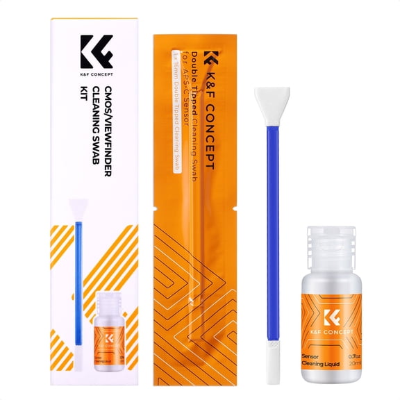 K&F CONCEPT 2-1 16mm APS-C Frame Sensor Cleaning Swab, Viewfinder Cleaning Swab, with 20ml Sensor Cleaner, DSLR Camera CMOS and CCD Sensor Cleaning Swab Kits