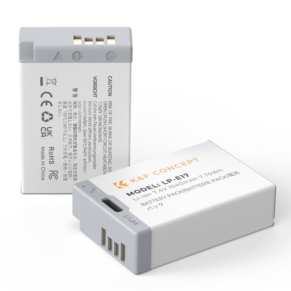 K&F CONCEPT 2-Pack LP-E17 Battery, USB-C R50 Battery Compatible with Canon EOS R100 R50 RP R8 R10, Powershot V1, Rebel T8i T7i T6i T6s SL2 SL3 EOS M3, M5, M6, EOS 200D 77D 750D 760D Cameras