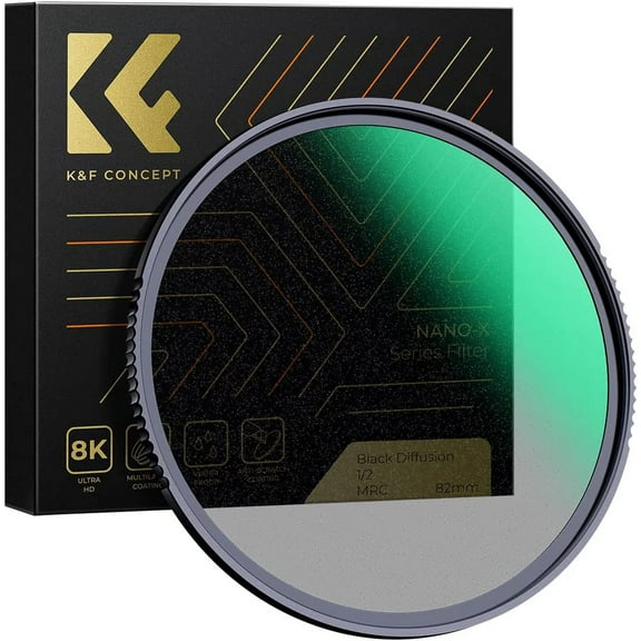 K&F CONCEPT 55mm Black Diffusion 1/2 Filter Mist Cinematic Effect Lens Filter with 28 Multi-Layer Coatings Waterproof/Scratch Resistant for Video/Vlog/Portrait Photography (Nano-X Series)