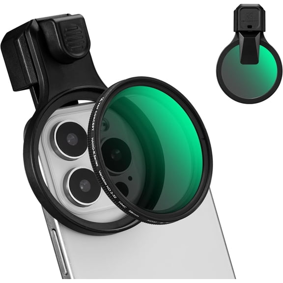K&F CONCEPT 58mm Press-on ND2-32 Phone Lens Filter Kit, Multi-Coated VND Filter Compatible with iPhone 17/16/15/14/13/12 Standard, 16/15/14/13/12 Pro/Pro Max, 58mm Threaded Filters