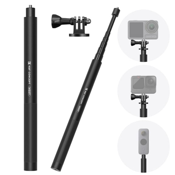K&F CONCEPT 60 inch Invisible Selfie Stick, 1/4" Extended Monopod Pole with GoPro Adapter, Extension Pole Compatiable with Insta360 Sports Camera, GoPro, DJI Action