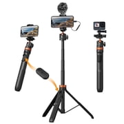 K&F CONCEPT 62" Selfie Stick Portable with Bluetooth Remote Control and Adapter, Tripod Compatible with Phone/GoPro/Insta360 X5X4/DJI OSMO Pocket 3