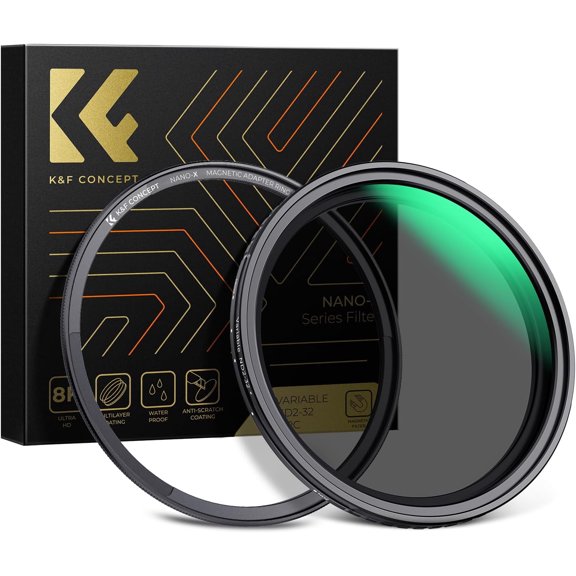 K&F CONCEPT 67mm Magnetic Variable ND Lens Filter ND2-ND32 (1-5 Stops) + Magnetic Basic Ring Kit, Adjustable Neutral Density Filter with 28 Multi-Layer Coatings Waterproof (Nano-X Series)
