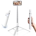 thumbnail image 1 of K&F CONCEPT 69" Selfie Stick, Pop Open & Quick Fold Phone Tripod, 360° Rotatable with Bluetooth Remote, Cell Phone Tripod for Travel, Live Streaming, Vloggers, White, 1 of 8