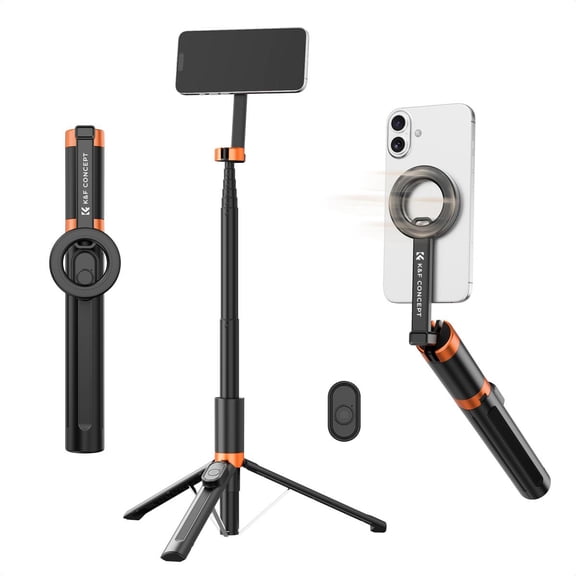 K&F CONCEPT 71" Lightweight Magnetic Selfie Stick Tripod, Portable Extendable Phone Stand with Bluetooth Remote, Vlog Rig Compatible with iPhone 17 16 15 14 Pro Max