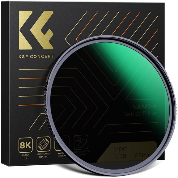 K&F CONCEPT 82mm ND8 (3-Stop Fixed Neutral Density Filter) ND Lens Filter, 28 Multi-Layer Coatings HD Hydrophobic Ultra Slim Nano-X Series Filter for Camera Lens