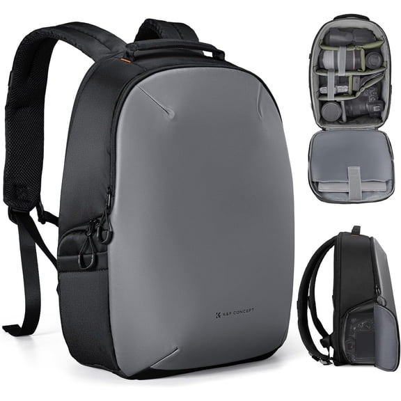K&F CONCEPT Camera Backpack, Camera Bag Case for Photographers, Side Access Quick, Lightweight, 14 Inch Laptop Compartment,Side & bottom Tripod Holder, Rain Cover