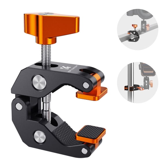 K&F CONCEPT Camera Mount Clamp, Super Crab Clamp Rotatable Clamping Block, 1/4" and 3/8" Thread Holes for Round Pipe Flat Surface, Camera Mounts, and Other Photographic Accessories