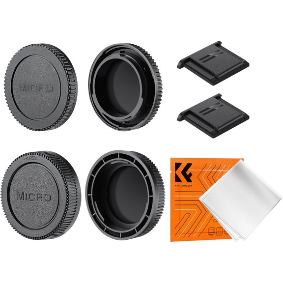 K&F CONCEPT Olympus M4/3 Mount Body Cap*2 + Lens Rear Cap*2 + Hot Shoe Cap*2 + Cleaning Cloth*1 Compatible with Olympus E-M1X, E-M1 II, E-M5 III, E-M10 IV, E-PL9, E-PL8, E-P7