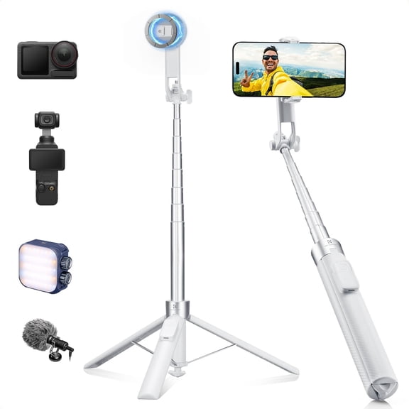 K&F CONCEPT Popod 72" Phone Tripod, 3-in-1 Clip & Magnetic Selfie Stick with Remote, Automatic Phone Tripod Stand, Compatible with iPhone 17-12 Series Android Phones 1/4" Screw Accessories