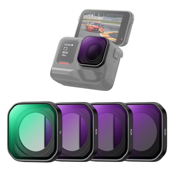 K&F CONCEPT Upgrade Screw On PL & ND Filter Set Compatible with Insta360 Ace Pro 2, 4 Pack PL+ND8+ND16+ND32 Neutral Density Polarizer Filter Kit Action Camera Accessories