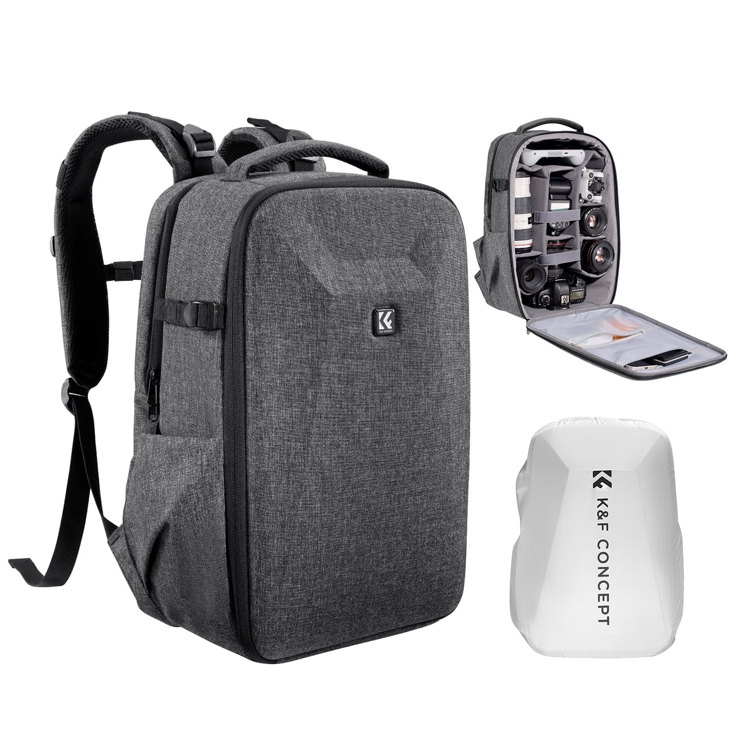 K&F CONCEPT Waterproof Professional DSLR Camera Backpack, Anti-Camera ...