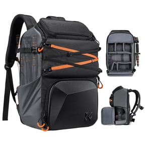 K&F CONCEPT 25L Large Camera Backpack for DSLR SLR Cameras, Anti-Theft Waterproof with Rain Cover, Tripod Holder for Photographers - (Black)