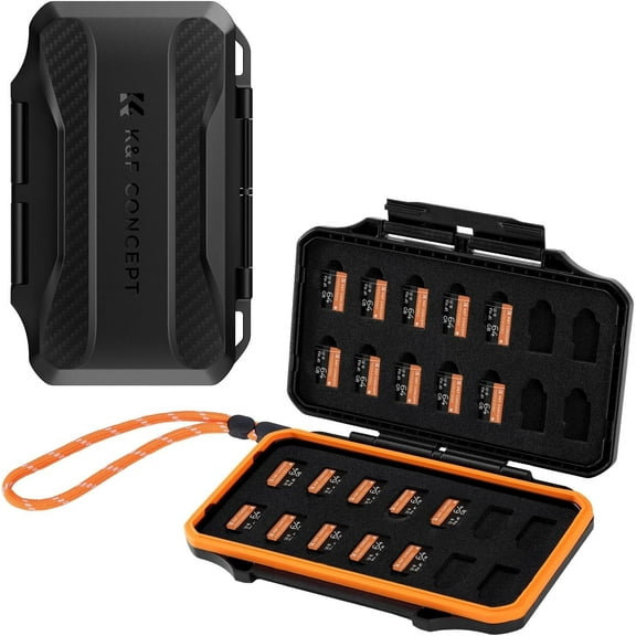 K&F Concept 28 Slots Micro SD Card Case,Water-Resistant Anti-Shock Anti-Dust TF Card Holder,Micro SD/Micro SDHC/Micro SDXC Card Box Organizer Storage