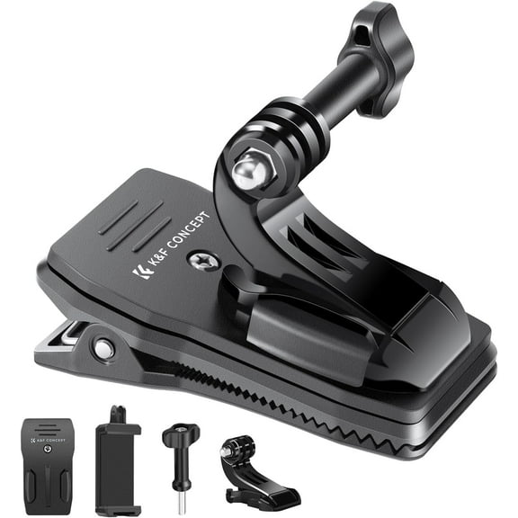 K&F Concept 360 Rotation Backpack Strap Quick Clip Mount for Hero 13/12/11/10/9/8/7/6/5/4 Black, DJI Osmo Action 5 Pro/4/3 and Other Action Camera