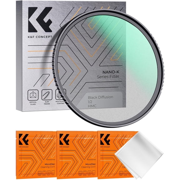 K&F CONCEPT 49mm Black Diffusion 1/2 Filter Mist Cinematic Effect Filter with 18 Multi-Layer Coatings for Video/Vlog/Portrait Photography (K-Series)