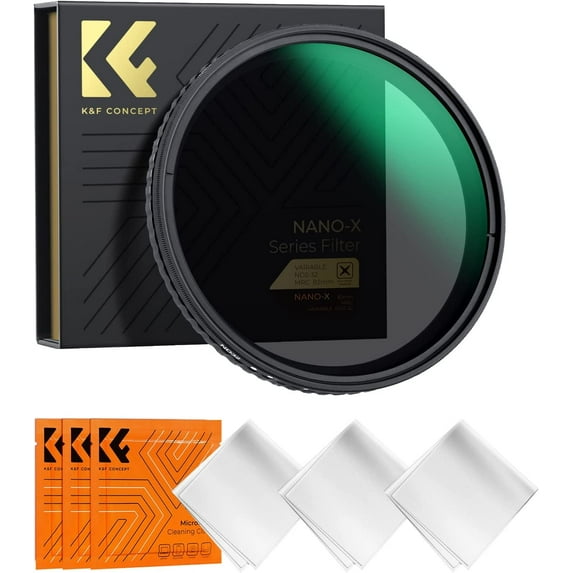 K&F Concept 49mm Variable ND Filter ND2-ND32 Camera Lens Filter (1-5 Stops) No X Cross HD Neutral Density Filter with 28 Multi-Layer Coatings Waterproof (Nano-X Series)