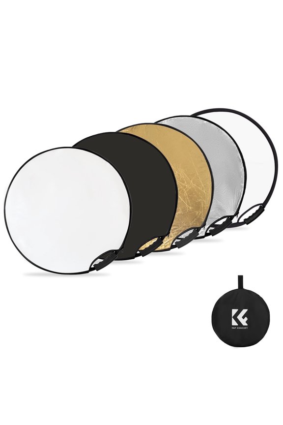 5-in-1 Light Reflector with Grip 22"(60cm) Photography Diffuser Collapsible Portable for Studio and Outdoor