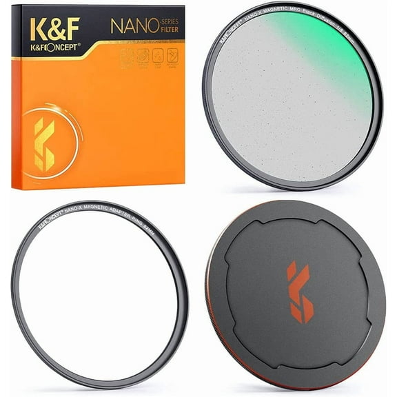 K&F Concept 58mm Magnetic Black Diffusion 1/8 Filter Kit (Black Diffusion 1/8 Filter + Magnetic Adapter Ring + Lens Cap) Special Effect Filter with 28 Multi-Layer Coatings for Camera Lens