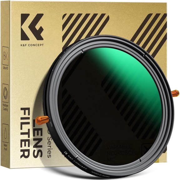 K&F CONCEPT 58mm Variable Fader ND2-32 ND Filter and CPL Circular Polarizing Lens Filter in 1 for Camera Lens Waterproof Neutral Density Polarizer Filter (Nano-D Series)