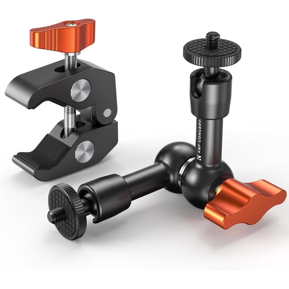K&F CONCEPT 6" Magic Arm with Super Clamp, Magic Arm Clamp Kit with 1/4" & 3/8" Thread Screw, Articulating Friction Arm with Cold Shoe Clamp Mount for Monitor, LED Light, Webcam, Action Camera