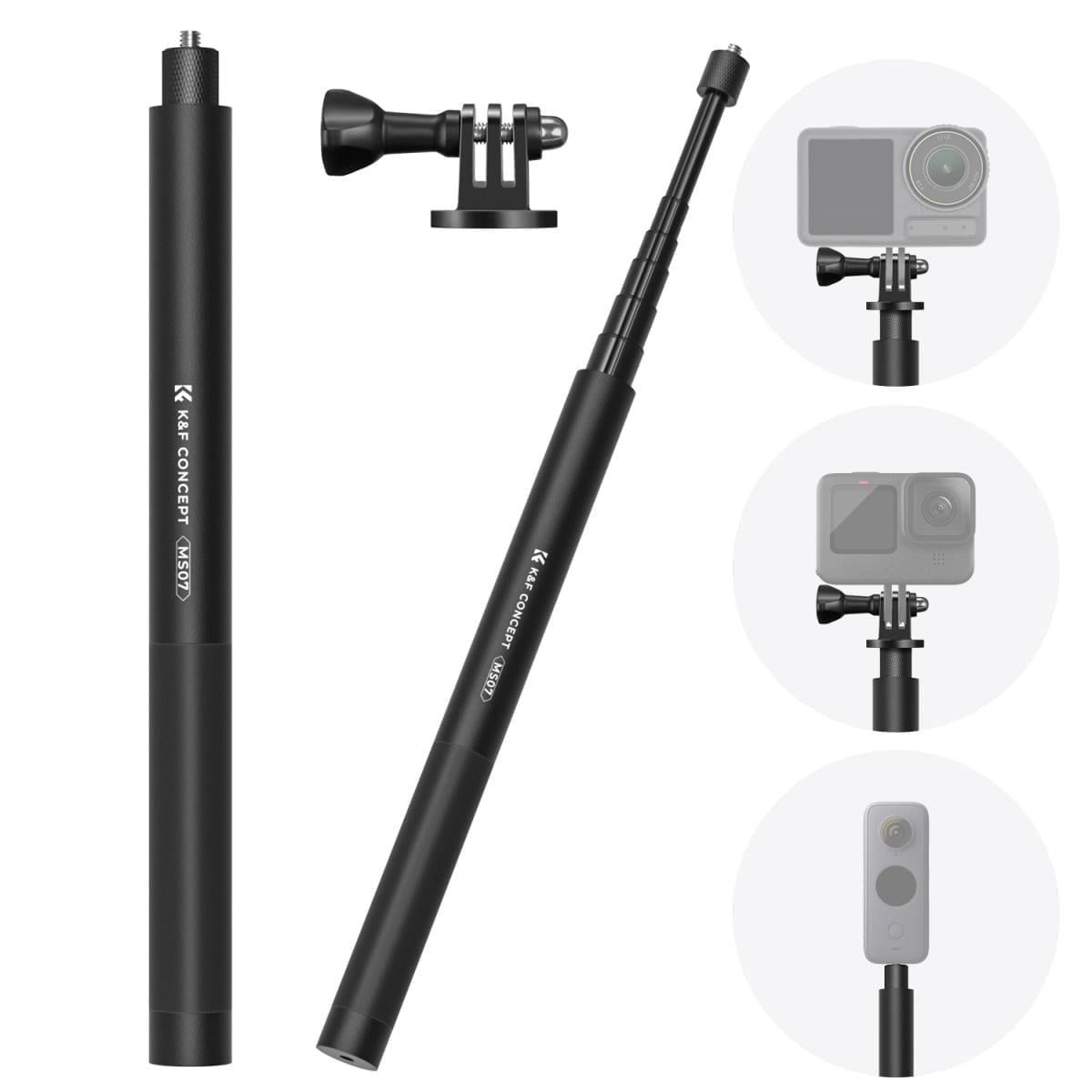 CONCEPT 60 inch Invisible Selfie Stick, 1/4" Extended Monopod Pole with GoPro Adapter, Extension Pole Compatiable with Insta360 Sports Camera, GoPro, DJI Action at Walmart