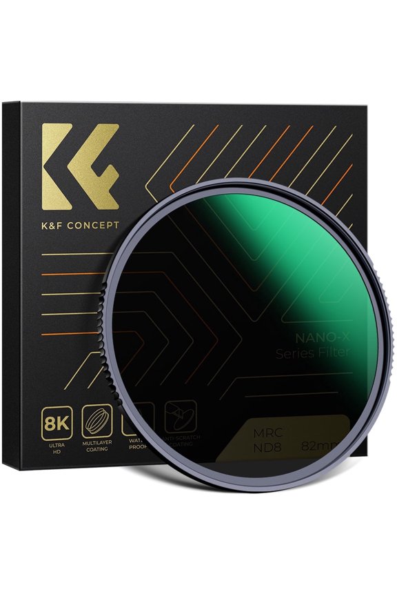 62mm ND8 (3 Stop) ND Lens Filter HD Fixed Neutral Density Filter, Ultra Slim Frame Import Optical Glass Nano-Xcel Series for Camera Lens