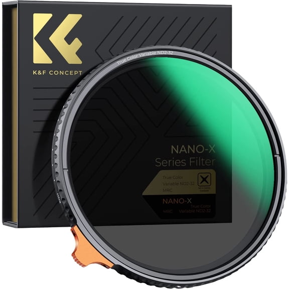 K&F Concept 62mm True Color Variable ND2-32 (1-5 Stops) ND Lens Filter, Adjustable Neutral Density Filter with 28 Multi-Layer Coatings for Camera Lens