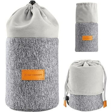 K&F Concept Lens Pouch 2-in-1 Expandable Camera Lens Bag Case Compatible for CO Lenses 75-300mm, NIK, SNE Camera Lens 10 x 18cm Protective Neoprene Soft Plush for DSLR Lenses
