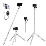 K&F Concept 67"/170cm Aluminum Selfie Stick Tripod, Extendable Monopod Tripod, Portable Smartphone Mount with Wireless Remote Control for DSLR Camera Cellphone- Silver