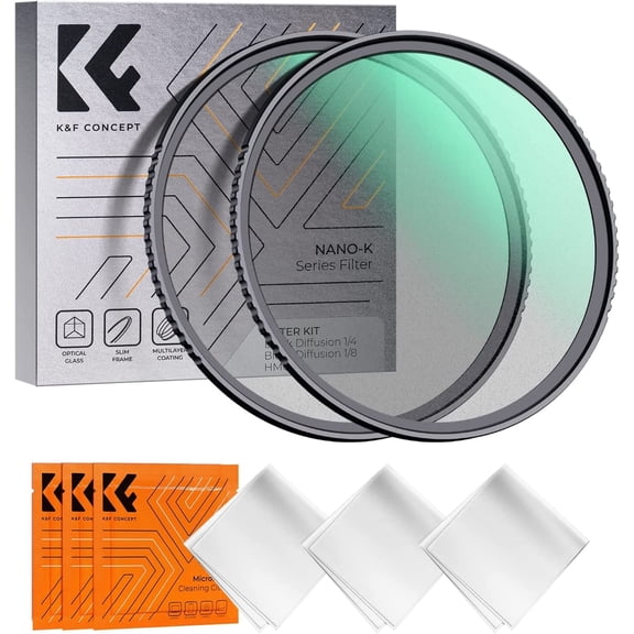 K&F Concept 67mm Black Diffusion 1/4 & 1/8 Filters Kit Mist Cinematic Effect Filters Set with Multi-Layer Coated for Camera Lens - K Series