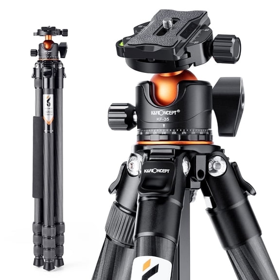K&F CONCEPT 70"/1.7m Carbon Fiber Porfessional Lightweight Camera Tripod for DSLR Camera//Phone, Travel Tripod for Camcorder,15kg/33.07lbs Load,360 Degrees Ball Head