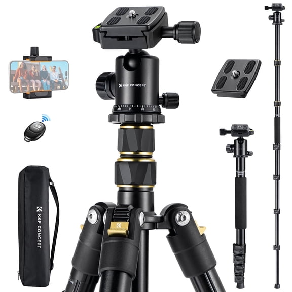 K&F CONCEPT 72" Professional Camera Tripod for DSLR Camera/Smartphone with Bluetooth Wireless, Lightweight Tripod with 360 Panorama Ball Head Quick Release Plate for Travel/Work,22lbs Load