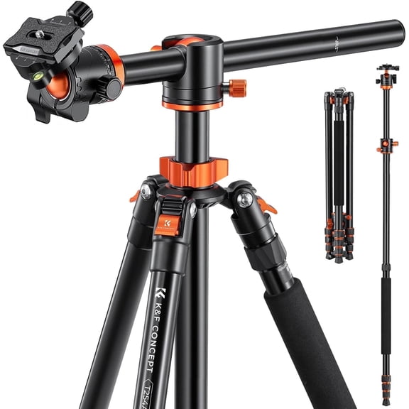 K&F CONCEPT 94" Overhead Camera Tripod aluminum video Tripod Transverse Center Column 22lbs/10kg Load with Detachable Monopod for DSLR SLR
