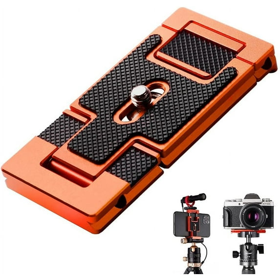 K&F Concept Aluminum Alloy Quick Release Plate with 1/4 Inch Screw for Camera, Cage, Cellphone etc (Orange)