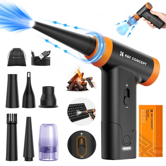 K&F Concept Blower & Suction 2 in 1 Compressed Air Duster, with LED Light,150000RPM Electric Air Duster, 3 Gear Adjustable&Portable, for Computer, Keyboard etc