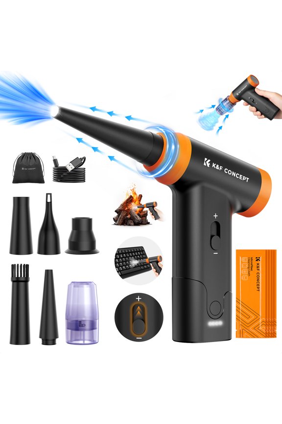Blower & Suction 2 in 1 Compressed Air Duster, with LED Light,150000RPM Electric Air Duster, 3 Gear Adjustable&Portable, for Computer, Keyboard etc