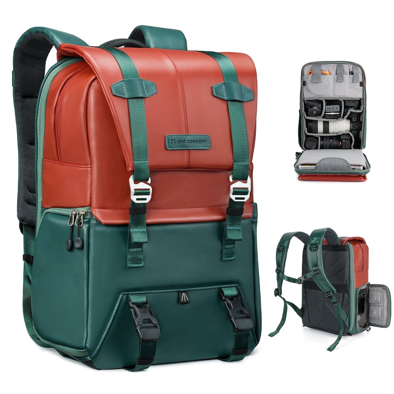 K&F CONCEPT Beta 20L Camera Backpack, Lightweight Large Capacity Camera Bags with Rain Cover for 15.6 Inch Laptop, DSLR Cameras -(Dark Green)