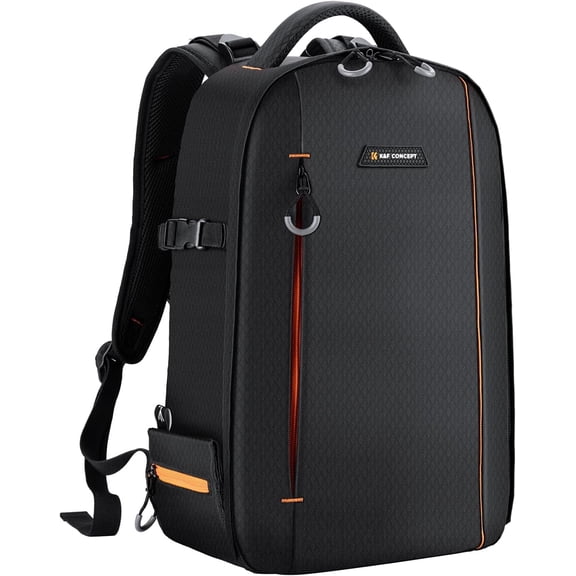 K&F Concept Professional Lightweight Camera Backpack for Photographers Large Waterproof Bag with Laptop/Tripod Compartment - 18L (Black Orange)