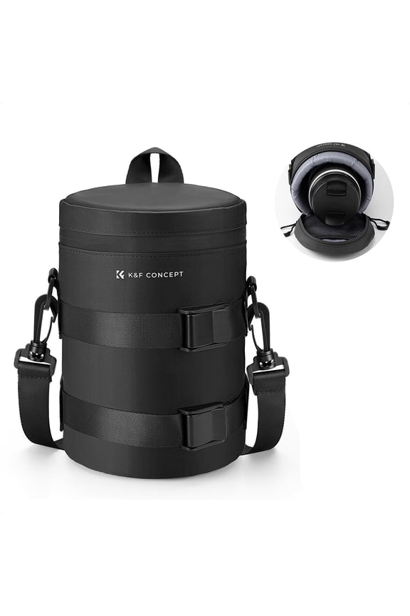 Camera Lens Pouch Case, Waterproof Zipper Lens Protective Bag, Camera Lens Carry Bag Fits Lenses Below 3.5"x7.1" (D x H) - L