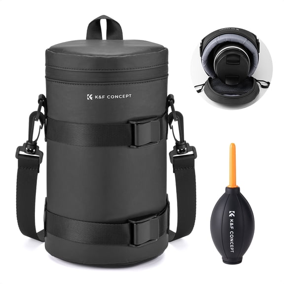 K&F Concept Camera Lens Pouch Case, Waterproof Zipper Lens Protective Bag, Camera Lens Carry Bag Fits Lenses Below 4.3"x8.7" (D x H) - XL