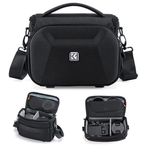 K&F CONCEPT Camera Sling Bag, Quick Access Waterproof Crossbody Bag for DSLR/Mirrorless, with Hard Shell & Tripod Holder, Size M