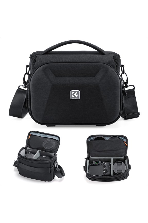 Camera Sling Bag, Quick Access Waterproof Crossbody Bag for DSLR/Mirrorless, with Hard Shell & Tripod Holder, Size M